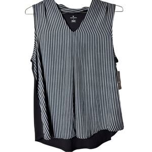 Worthington Women's  Sleeveless Black and White Striped Top Sz M NWT